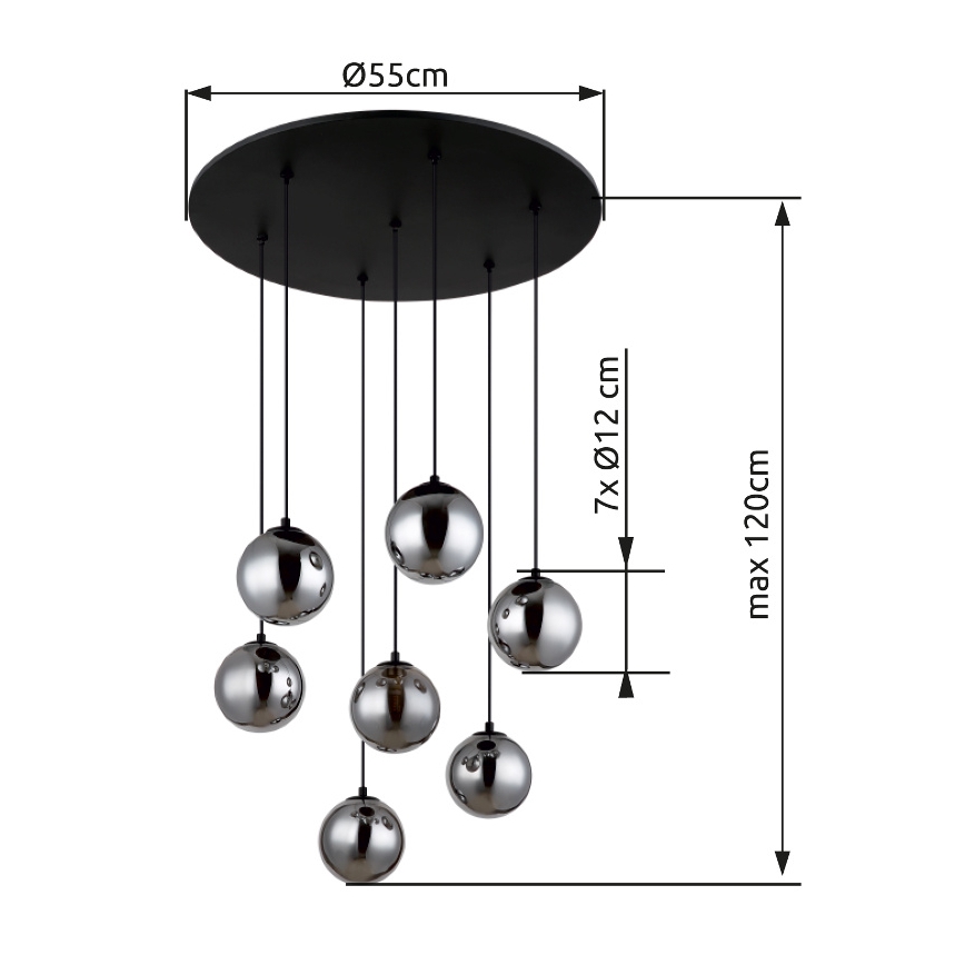 Globo - LED Пендел 7xG9/3,5W/230V опушен/черен