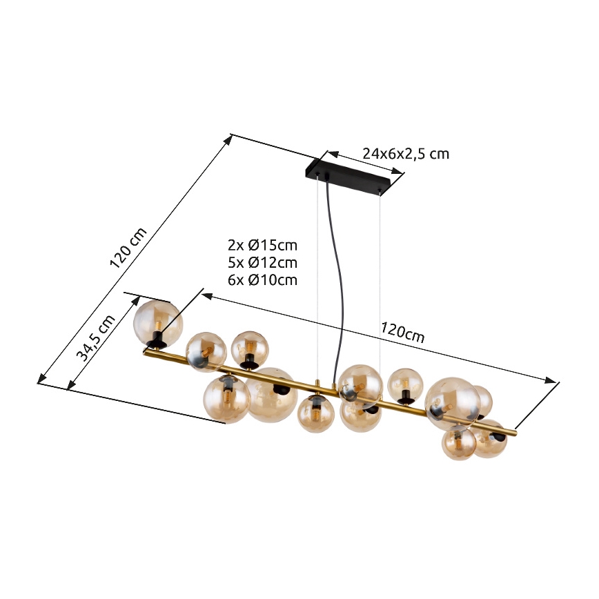 Globo - LED полилей на кабел 13xG9/3,5W/230V месинг