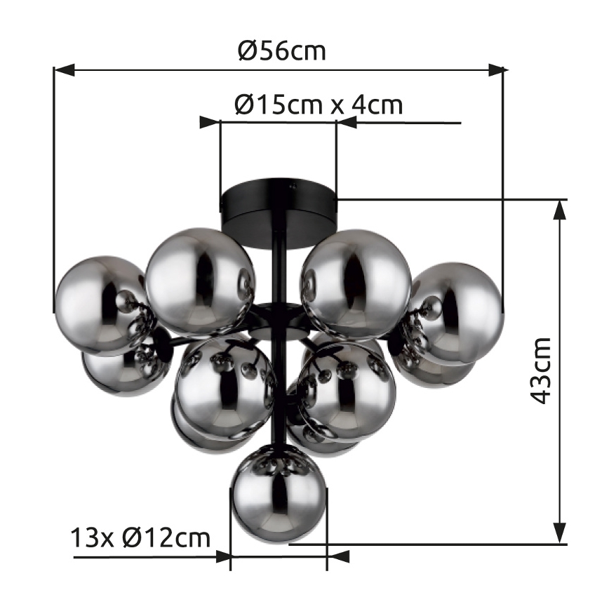Globo - Полилей за повърхностен монтаж 13xG9/5W/230V Ø 56 см черен
