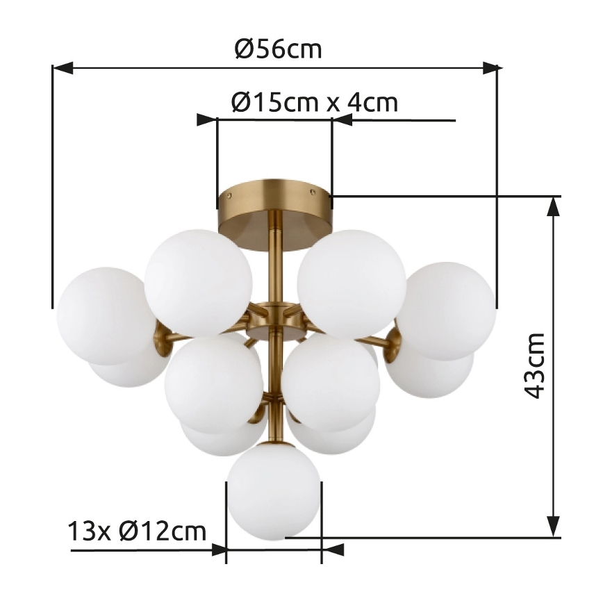 Globo - Полилей за повърхностен монтаж 13xG9/5W/230V Ø 56 см златист