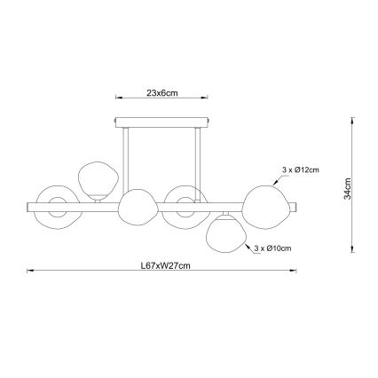 Globo - Таванно осветително тяло 6xG9/5W/230V 27x67 cm