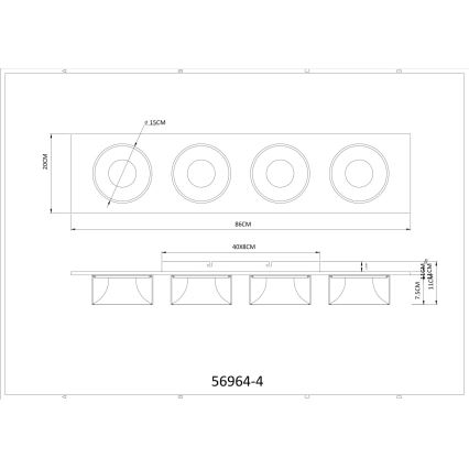 Globo - LED таванно осветително тяло LED/40W/230V 3000K 86x20 cm месинг