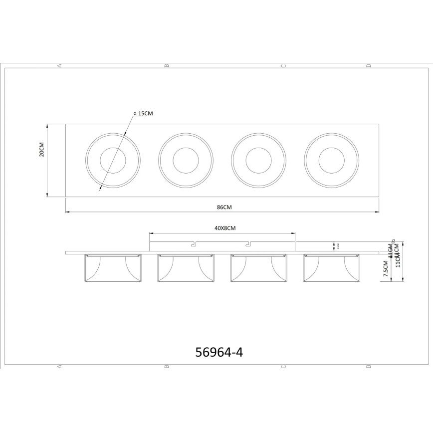 Globo - LED таванно осветително тяло LED/40W/230V 3000K 86x20 cm месинг