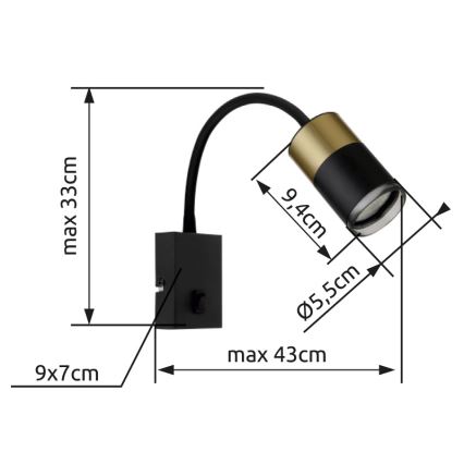 Globo - Спот аплик 1xGU10/25W/230V черен/златист