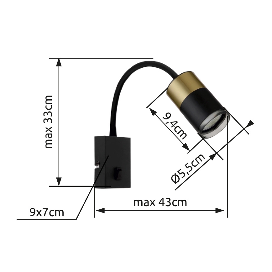 Globo - Спот аплик 1xGU10/25W/230V черен/златист