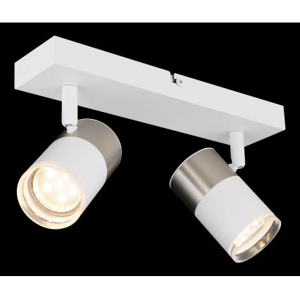 Globo - Спот 2xGU10/25W/230V бял/матов хром
