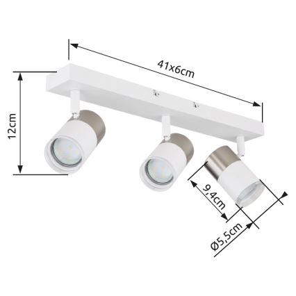 Globo - Спот 3xGU10/25W/230V бял/матов хром