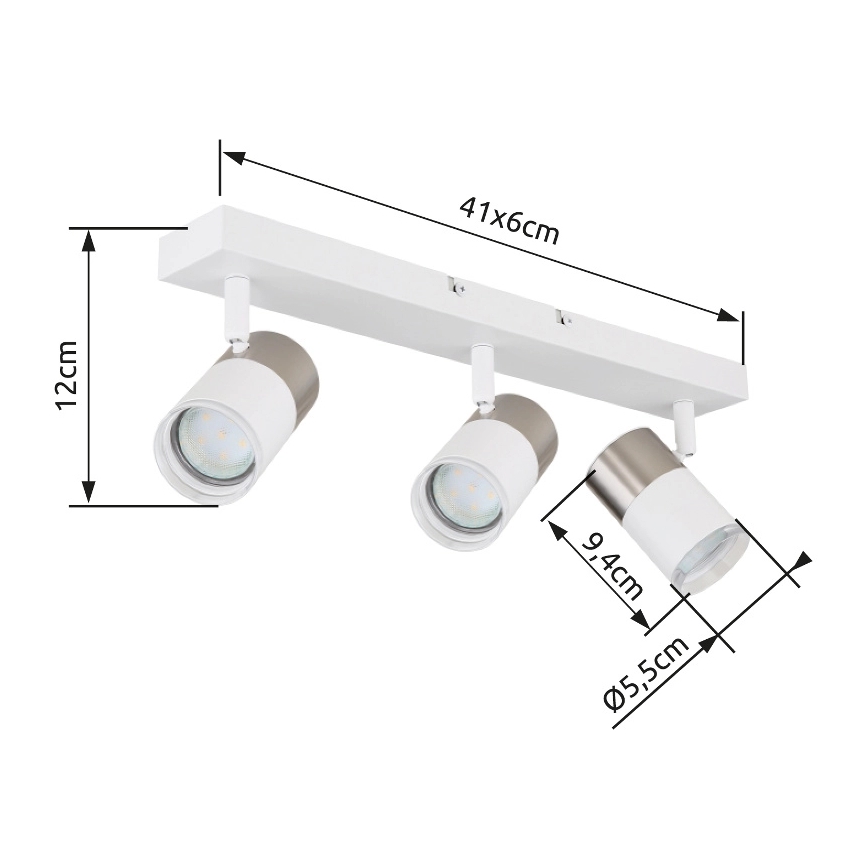 Globo - Спот 3xGU10/25W/230V бял/матов хром