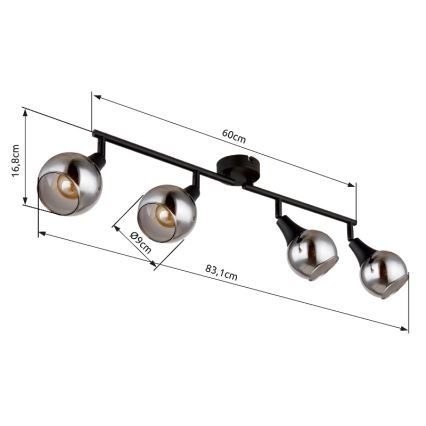 Globo - Спот 4xE14/40W/230V черен