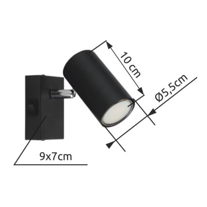 Globo - Стенен спот 1xGU10/25W/230V черен