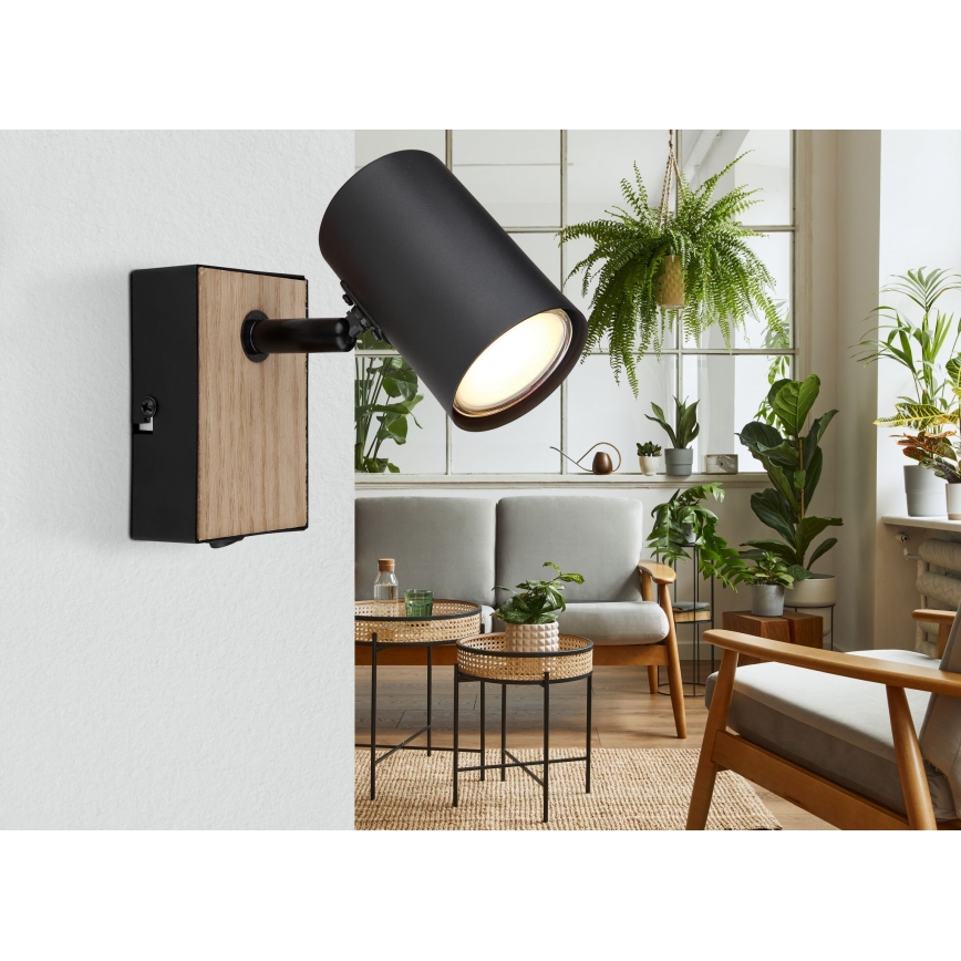 Globo - стенен спот 1xGU10/25W/230V черно/кафяво