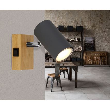 Globo - Стенен спот 1xGU10/25W/230V сив/кафяв