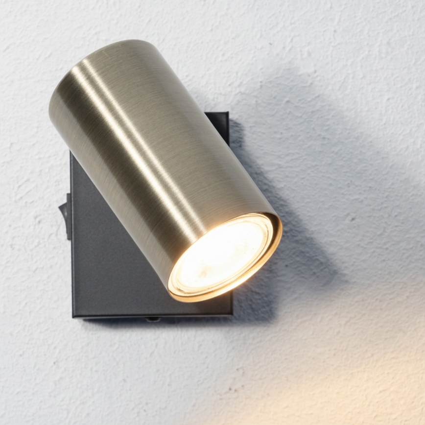 Globo - Стенен спот 1xGU10/25W/230V черен/месинг