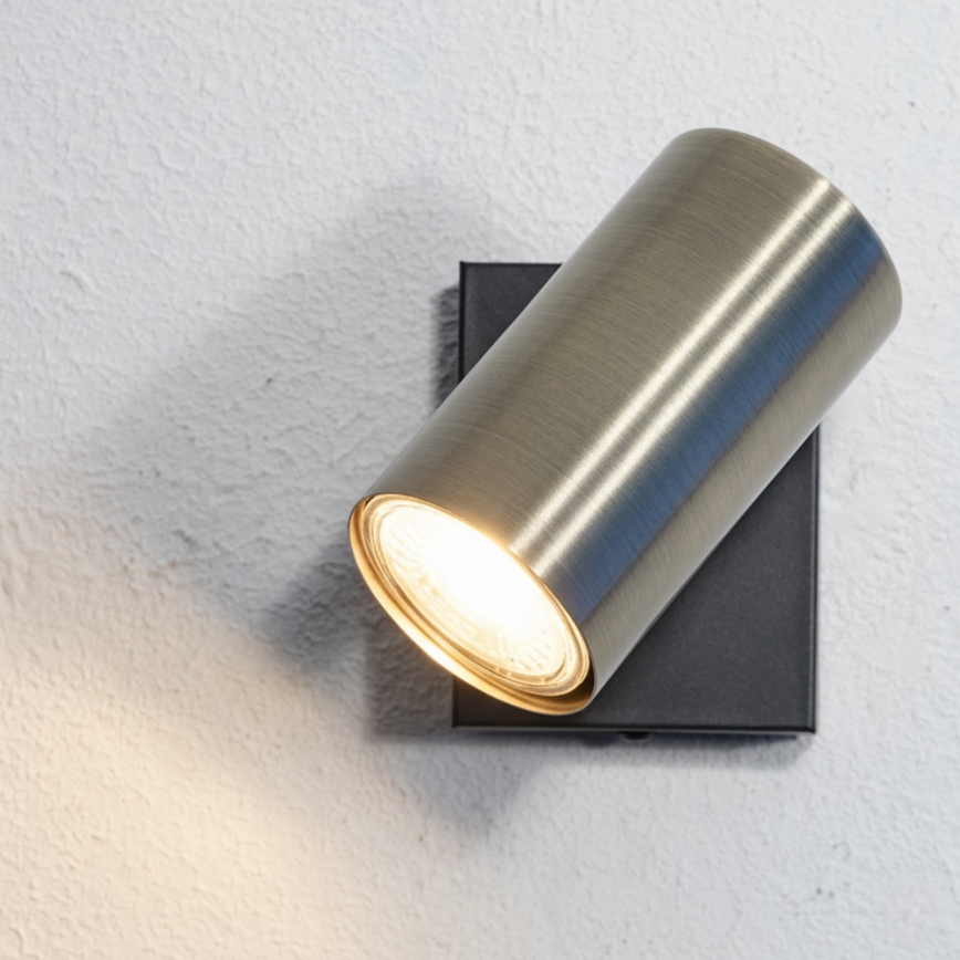 Globo - Стенен спот 1xGU10/25W/230V черен/месинг