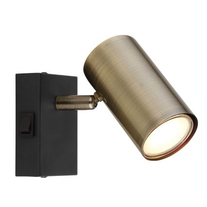 Globo - Стенен спот 1xGU10/25W/230V черен/месинг