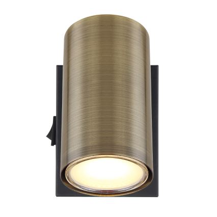 Globo - Стенен спот 1xGU10/25W/230V черен/месинг