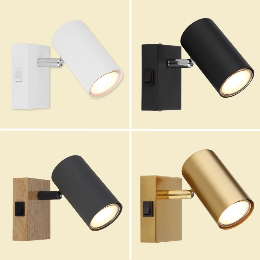 Globo - Стенен спот 1xGU10/25W/230V черен/месинг