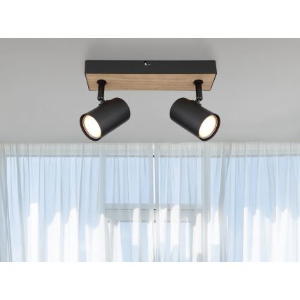 Globo - Спот 2xGU10/35W/230V черен/кафяв