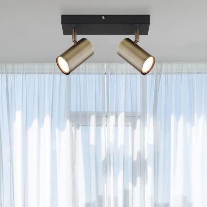 Globo - Спот 2xGU10/35W/230V черен/месинг