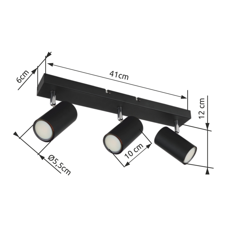Globo - Спот 3xGU10/35W/230V черен