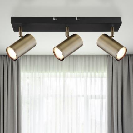 Globo - Спот 3xGU10/35W/230V черен/месинг