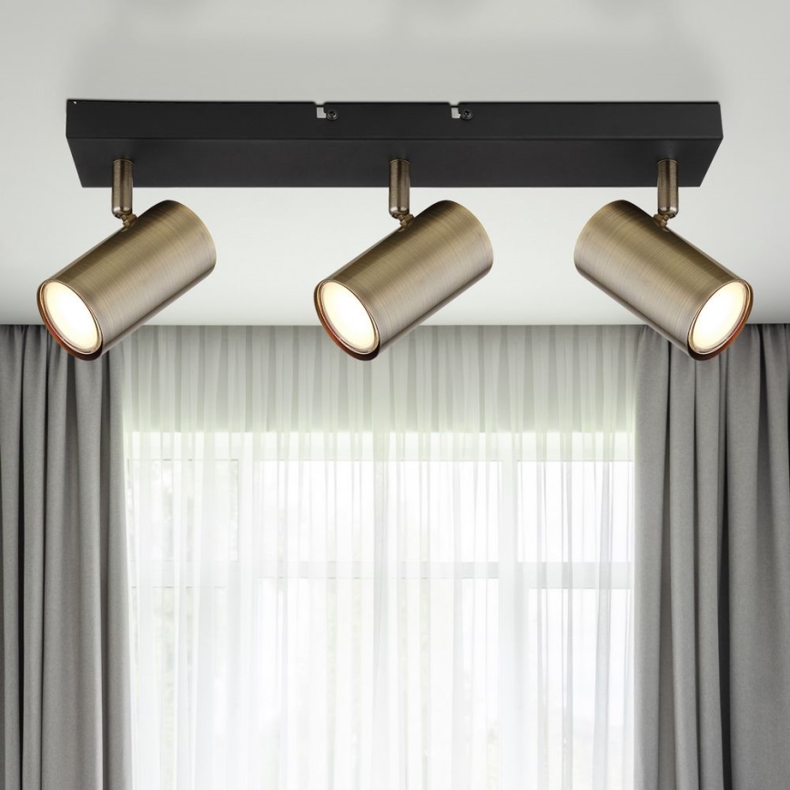 Globo - Спот 3xGU10/35W/230V черен/месинг