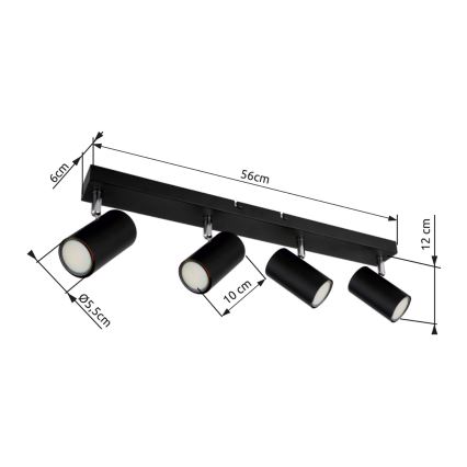 Globo - Спот 4xGU10/35W/230V черен