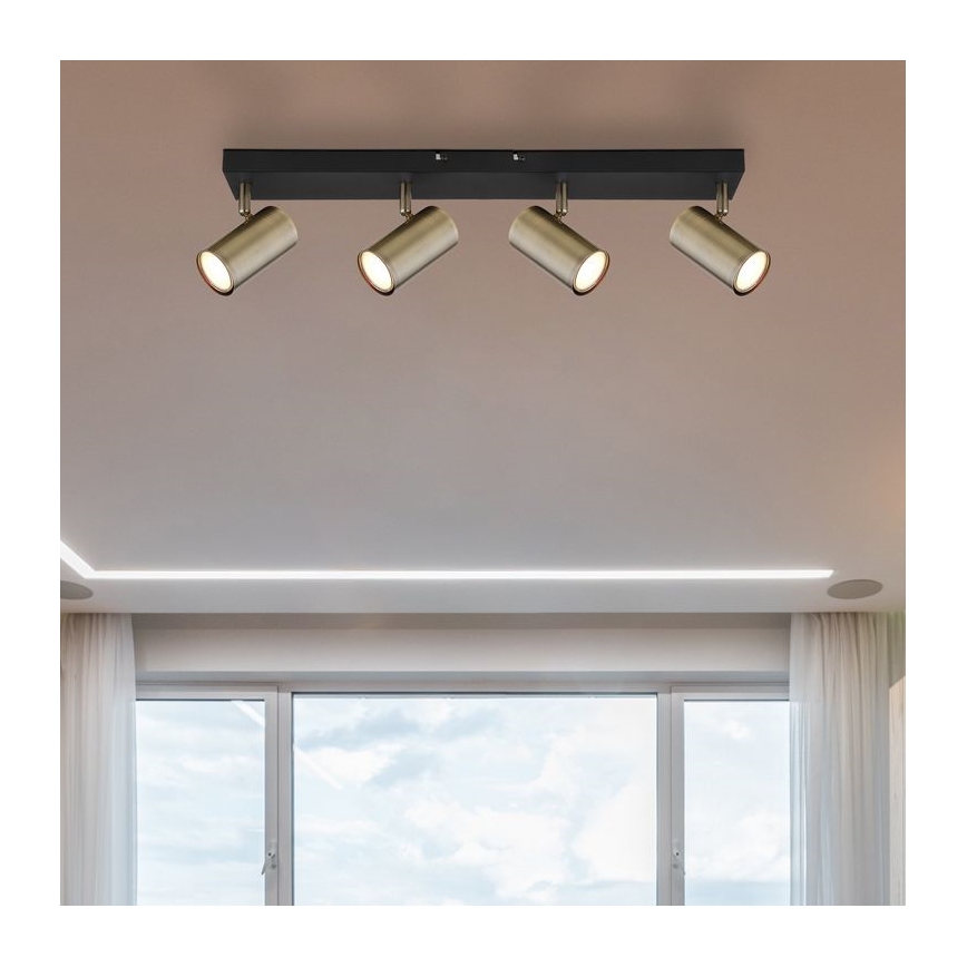 Globo - Спот 4xGU10/35W/230V черен/месинг