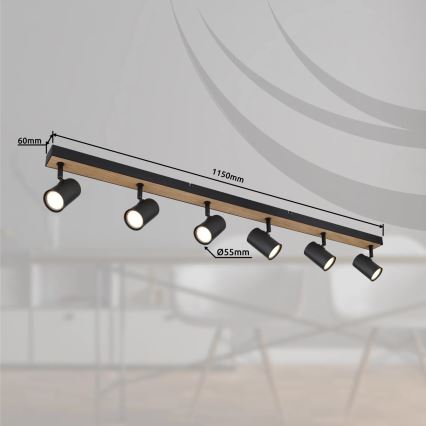 Globo - Спот 6xGU10/35W/230V черен/кафяв