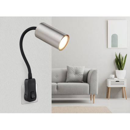 Globo - Стенна точкова лампа за контакт 1xGU10/35W/230V матов хром