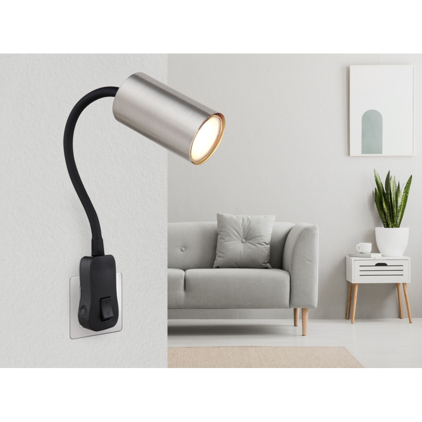 Globo - Стенна точкова лампа за контакт 1xGU10/35W/230V матов хром