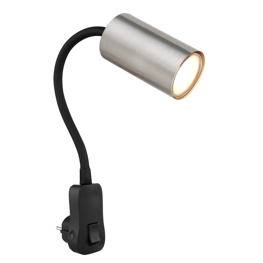 Globo - Стенна точкова лампа за контакт 1xGU10/35W/230V матов хром