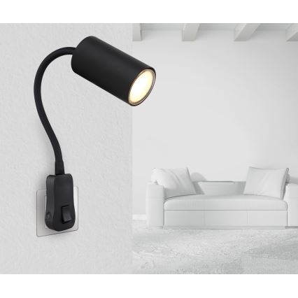 Globo - Стенно точково осветително тяло за включване в контакт 1xGU10/35W/230V черно