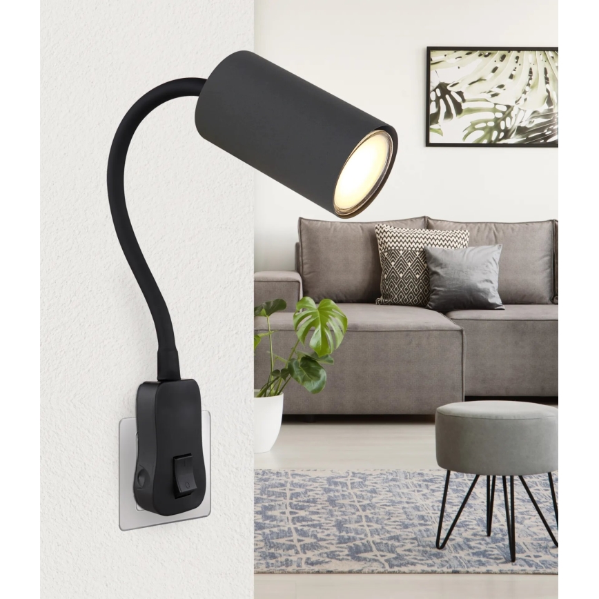 Globo - Стенен спот с превключвател 1xGU10/35W/230V черен
