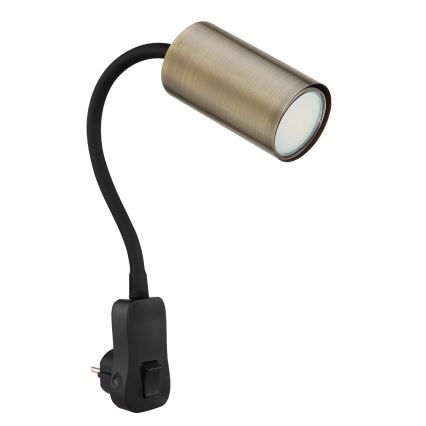 Globo - Стенен спот с превключвател 1xGU10/25W/230V черен/месинг