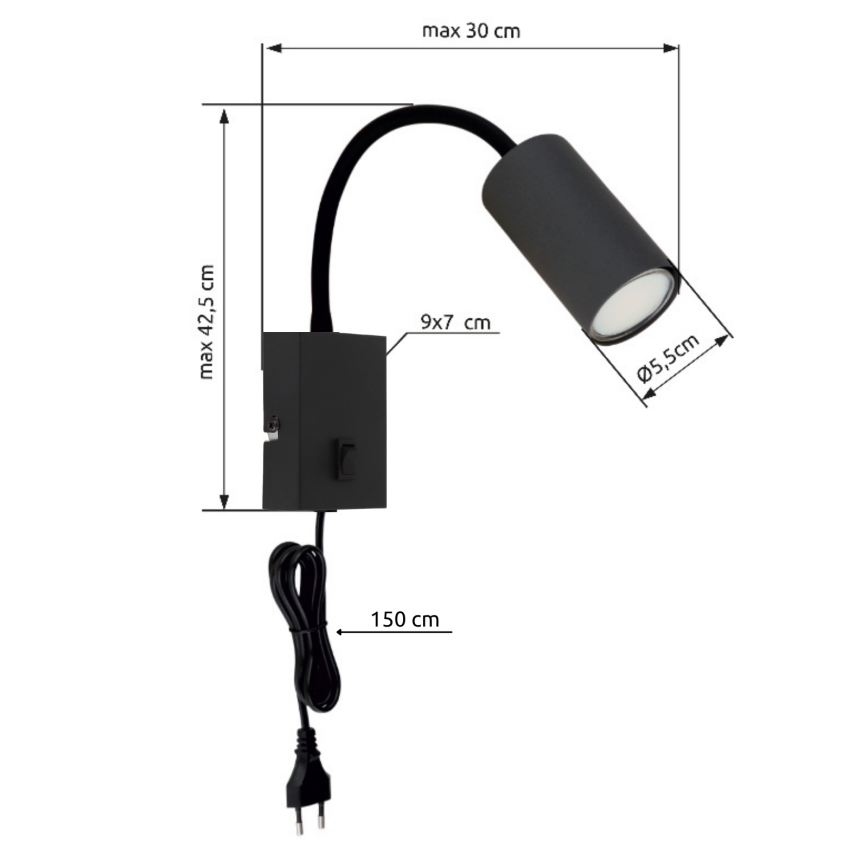 Globo - Гъвкав аплик 1xGU10/25W/230V черен