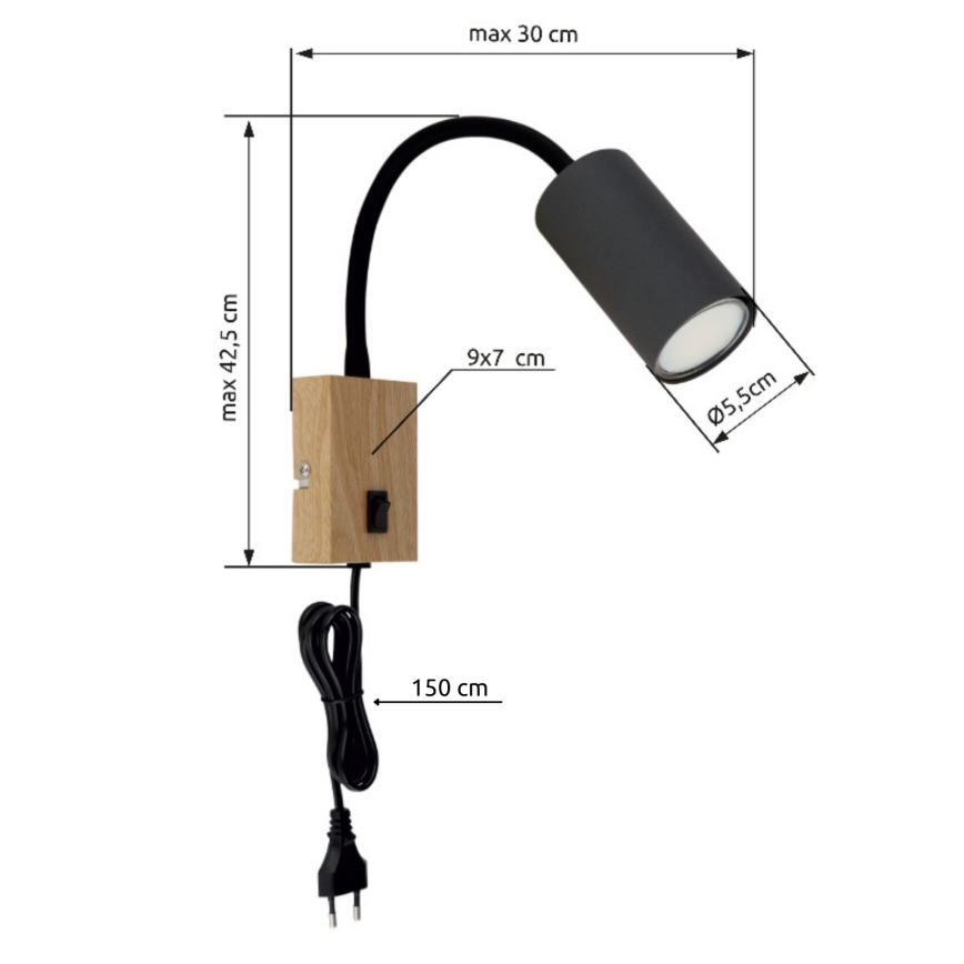 Globo - Гъвкав аплик 1xGU10/25W/230V сив/кафяв