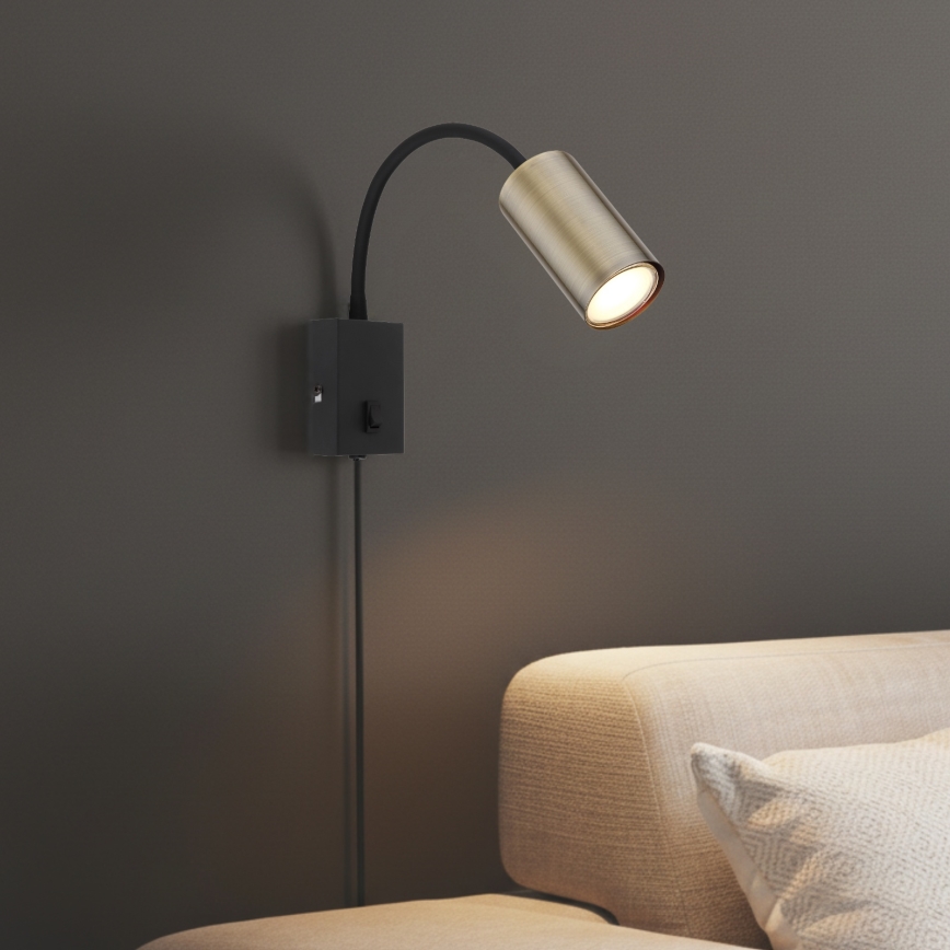 Globo - Гъвкав аплик 1xGU10/25W/230V черен/месинг