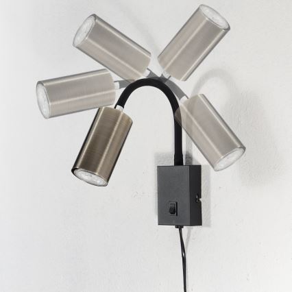 Globo - Гъвкав аплик 1xGU10/25W/230V черен/месинг