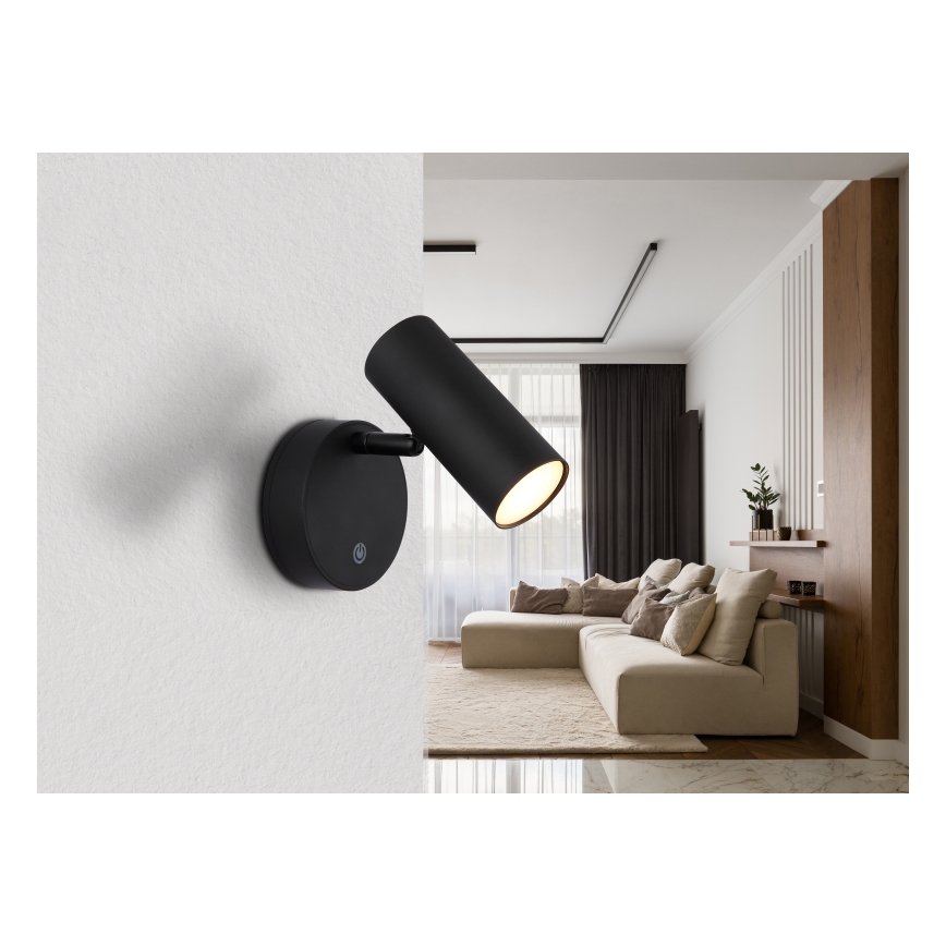 Globo - димируемо презареждаемо стенено точково осветително тяло LED/0,4W/3,7V 1800 mAh черно