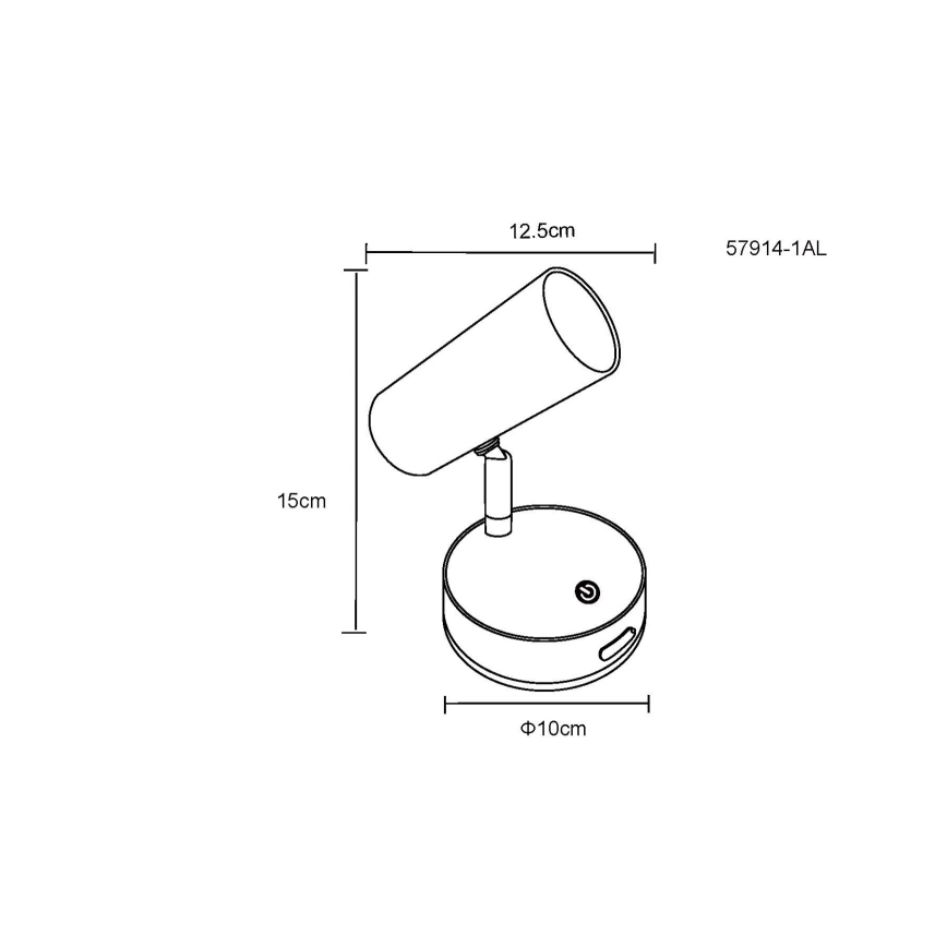 Globo - димируемо презареждаемо стенено точково осветително тяло LED/0,4W/3,7V 1800 mAh черно