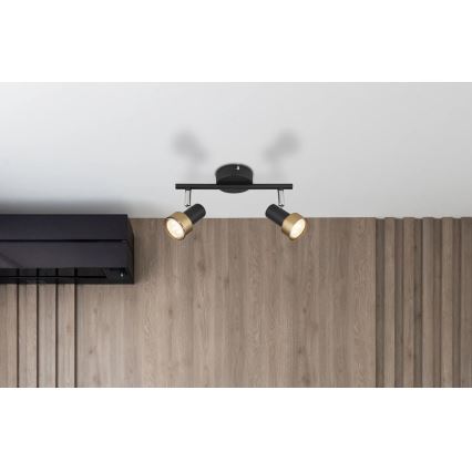 Globo - Спот  2xGU10/25W/230V черен/златист