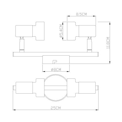 Globo - Спот  2xGU10/25W/230V черен/златист
