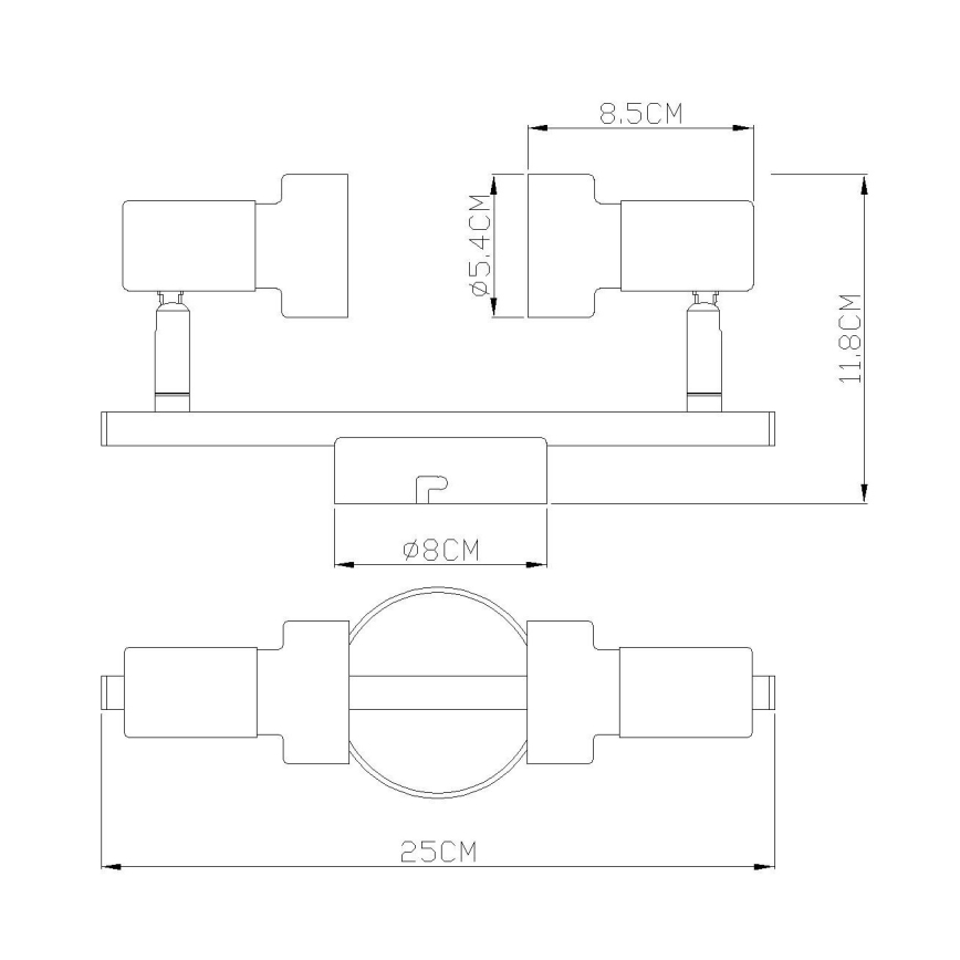 Globo - Спот  2xGU10/25W/230V черен/златист