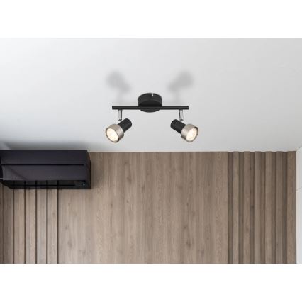 Globo - Спот  2xGU10/25W/230V черен/сребрист