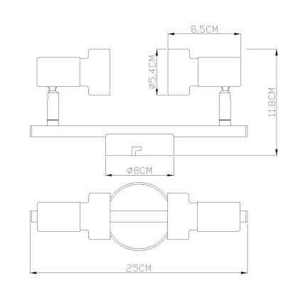 Globo - Спот  2xGU10/25W/230V черен/сребрист