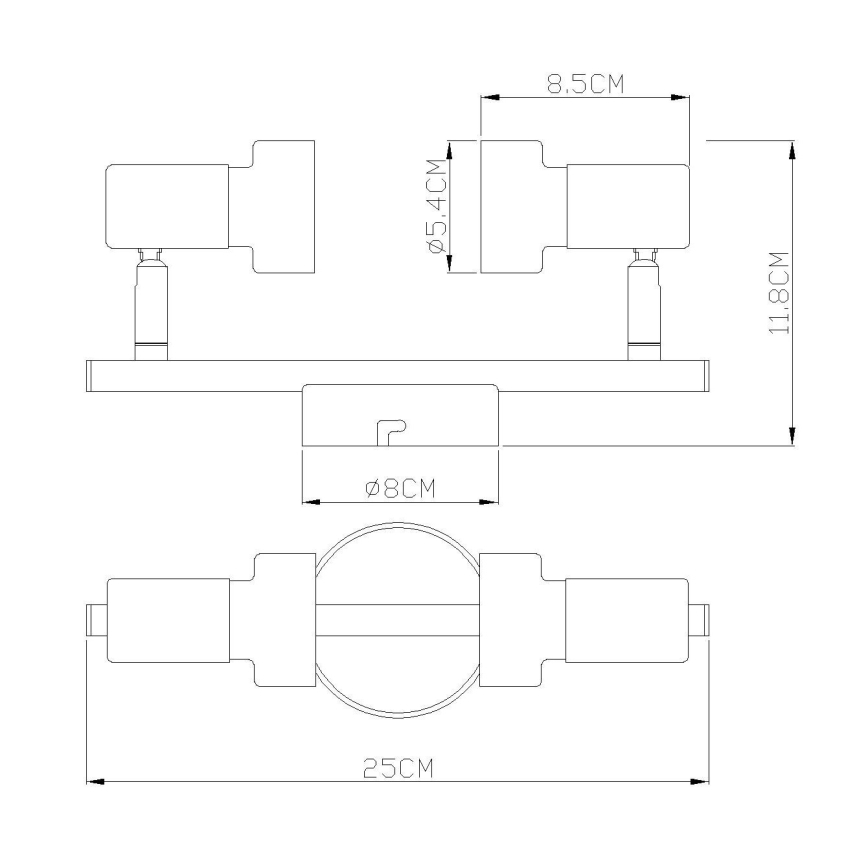 Globo - Спот  2xGU10/25W/230V черен/сребрист