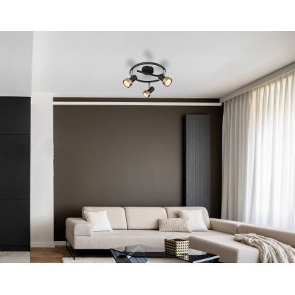 Globo - Спот  3xGU10/25W/230V черен/златист