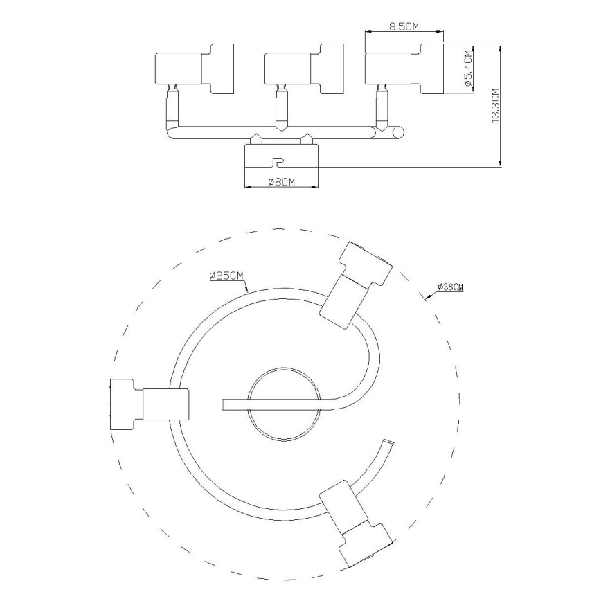 Globo - Спот  3xGU10/25W/230V черен/златист