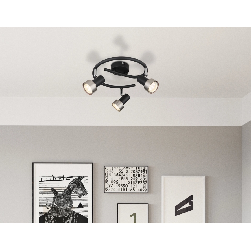 Globo - Спот  3xGU10/25W/230V черен/сребрист